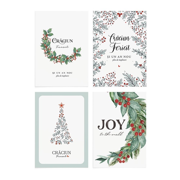 Set 4 buc Felicitari de Craciun 08 Zizula Cards, 105 X 150 mm