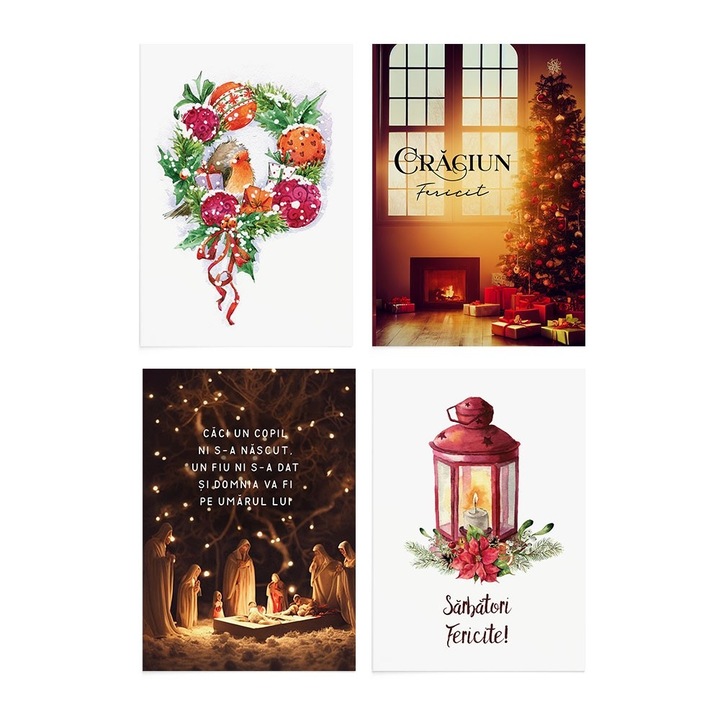 Set 4 buc Felicitari de Craciun 02 Zizula Cards, 105 X 150 mm