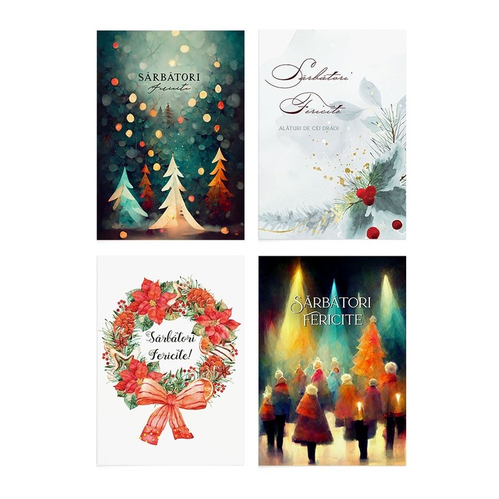 Set 4 buc Felicitari de Craciun 05 Zizula Cards, 105 X 150 mm