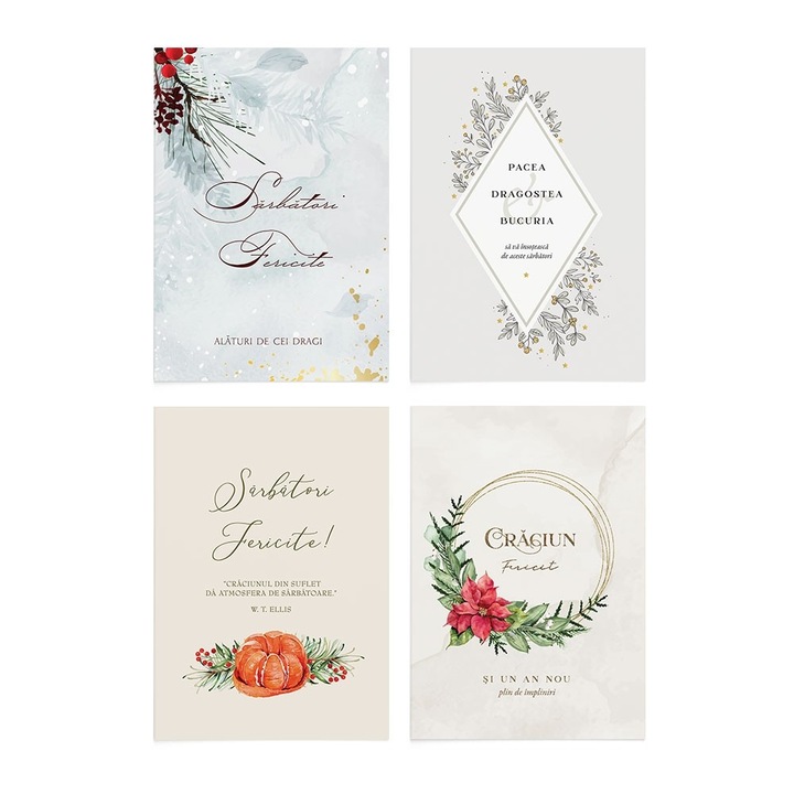 Set 4 buc Felicitari de Craciun 16 Zizula Cards, 105 X 150 mm