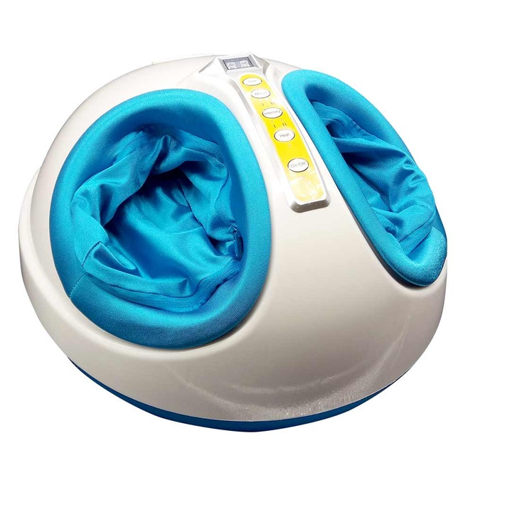 Шиацу масажор за крака, 40 W, бял/син, функция за нагряване, дистанционно управление, 3 степени на интензивност