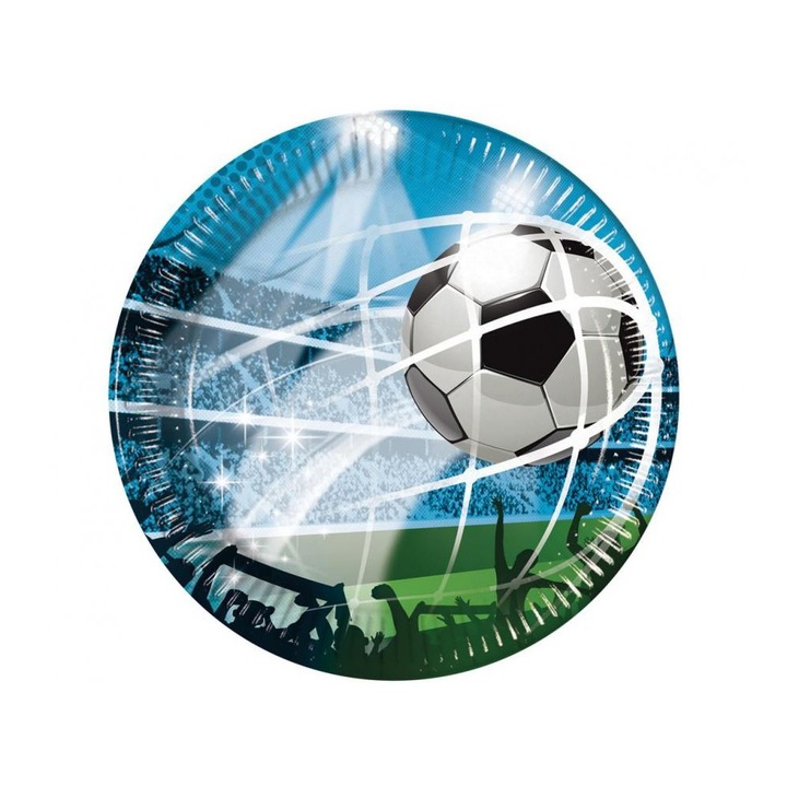 8 db futball stílusú karton buli tányér készlet, 23 cm