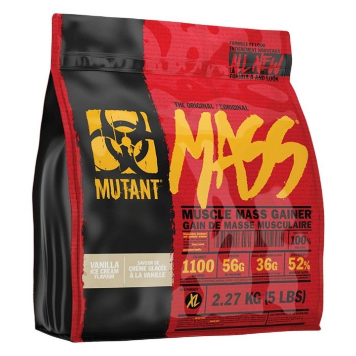 Gainer Mutant Mass, PVL, 2270 g, eper - banán