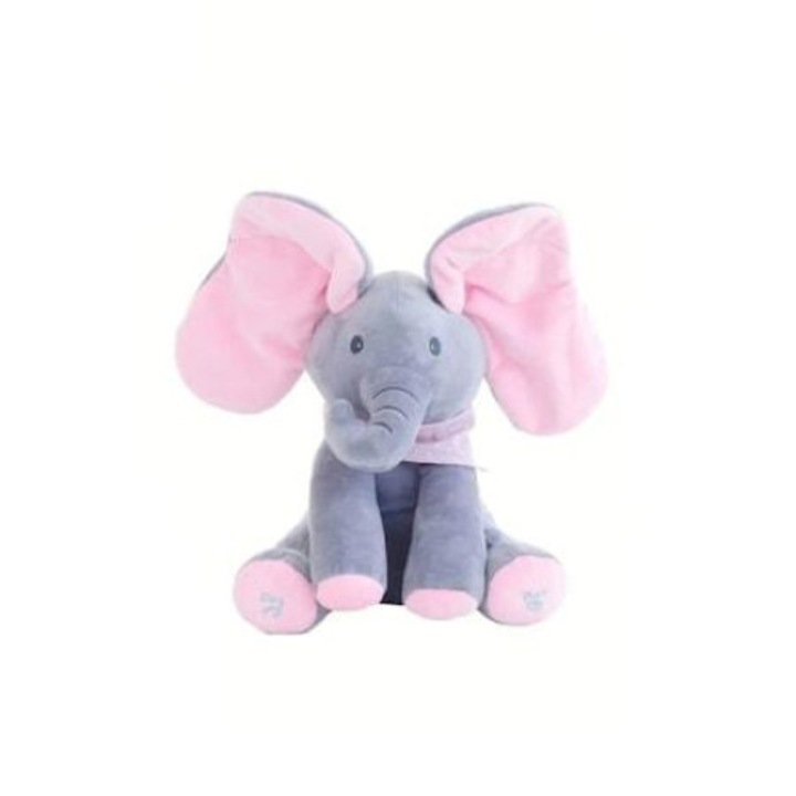 Jucarie de plus elefantul cantaret Cucubau roz, 23x30 cm