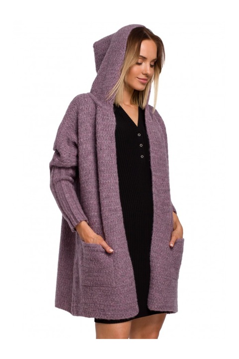 Cardigan cu gluga MOE, Cu Poliamida, Lana, Mov, Mov