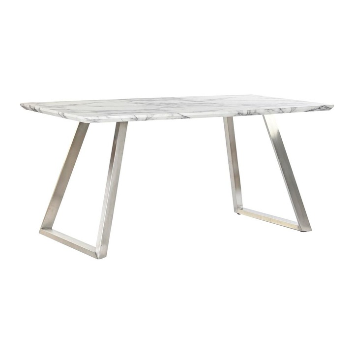 Трапезна маса DKD Home Decor, MDF, Стомана, Бял, 160 x 90 x 76 cm