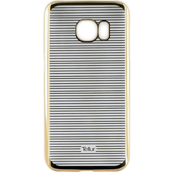 Husa de protectie Tellur Hardcase pentru Samsung S7, Gold Horizontal Stripes
