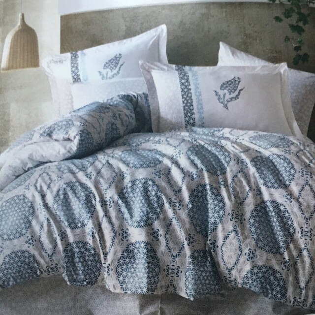 Lenjerie de pat bumbac DIAMOND BLUE, lenjerie pat 2 persoane, 4 piese, 200x220 / 50x70, 100% bumbac, culoare albastru