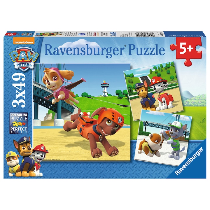 Ravensburger Puzzle - Mancs őrjárat, 3 az 1-ben, 3x49 db