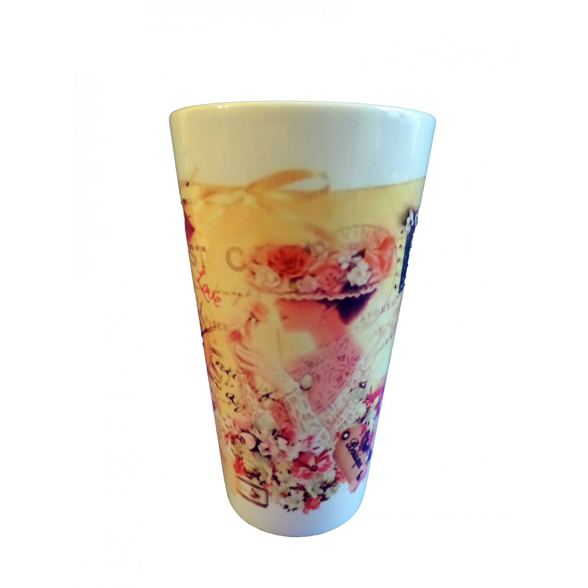 Cana Portelan Bellamine 450 ml model Pink Retro Post Cards