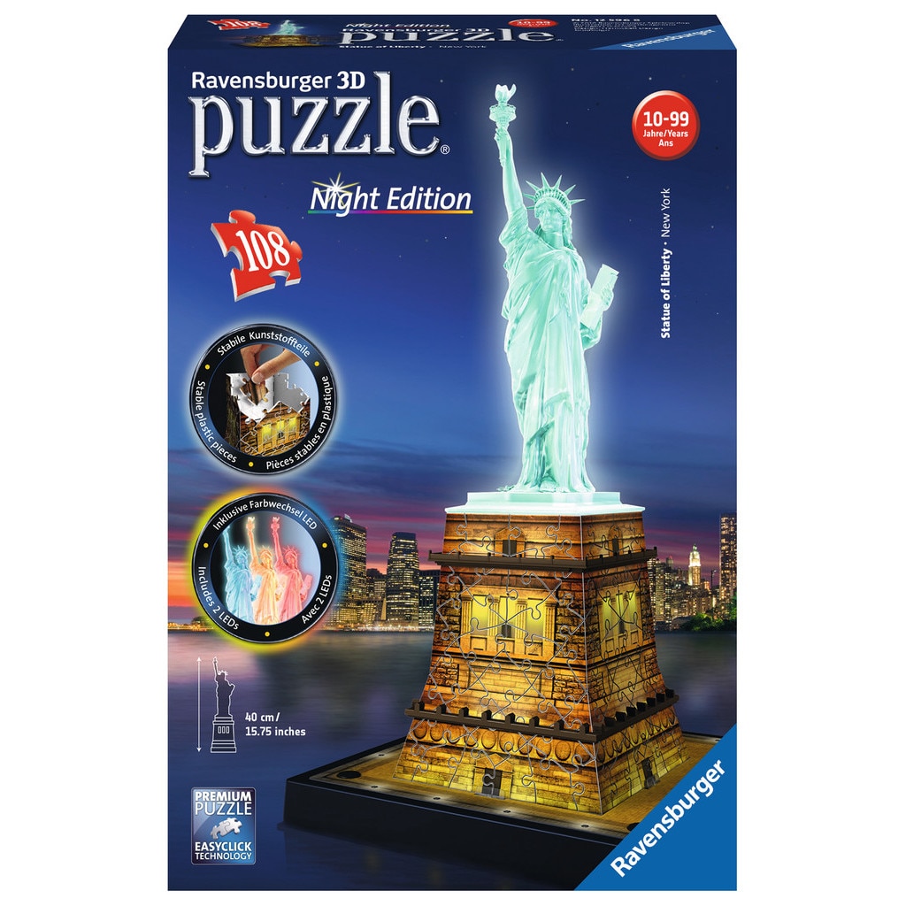 Puzzle Ravensburger, 3D luminos Statuia Libertatii, 108 piese