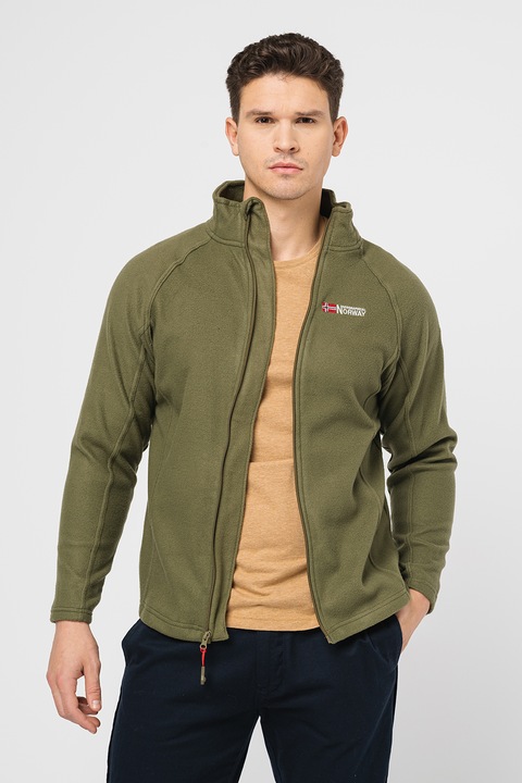 Geographical Norway, Спортна блуза от полар с цип и реглан ръкави Tug, Зелени аспержи