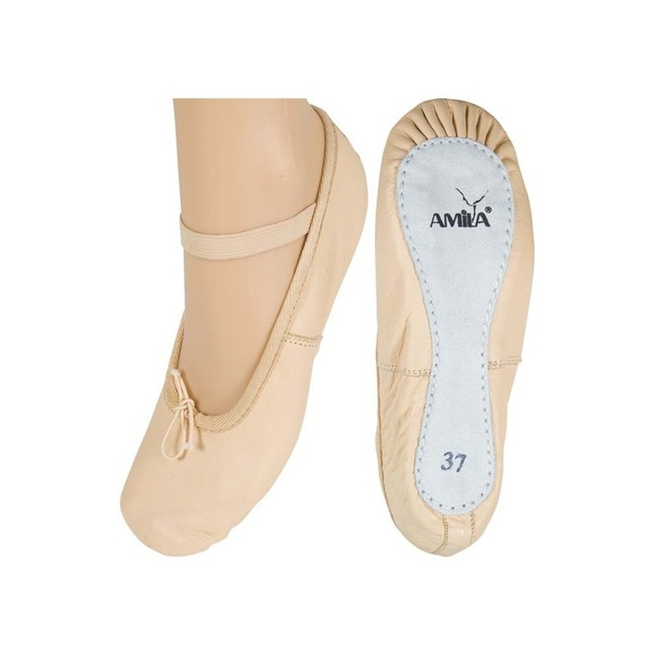 Cipici gimnastica/dans, Amila, Elastic/Piele, Bej