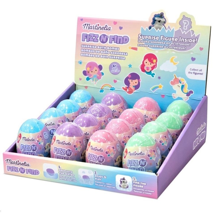 Комплект от 16 ефервесцентни топки за баня с изненада за деца Martinelia, 98212, 150 g