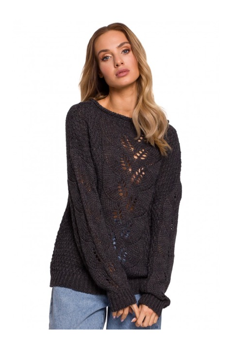 Klasszikus MOE pulóver, akril, poliamid, szürke, Szürke, S-M