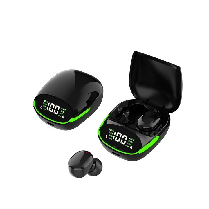 Безжични слушалки, Bluetooth 5.1, 200 mAh, черни