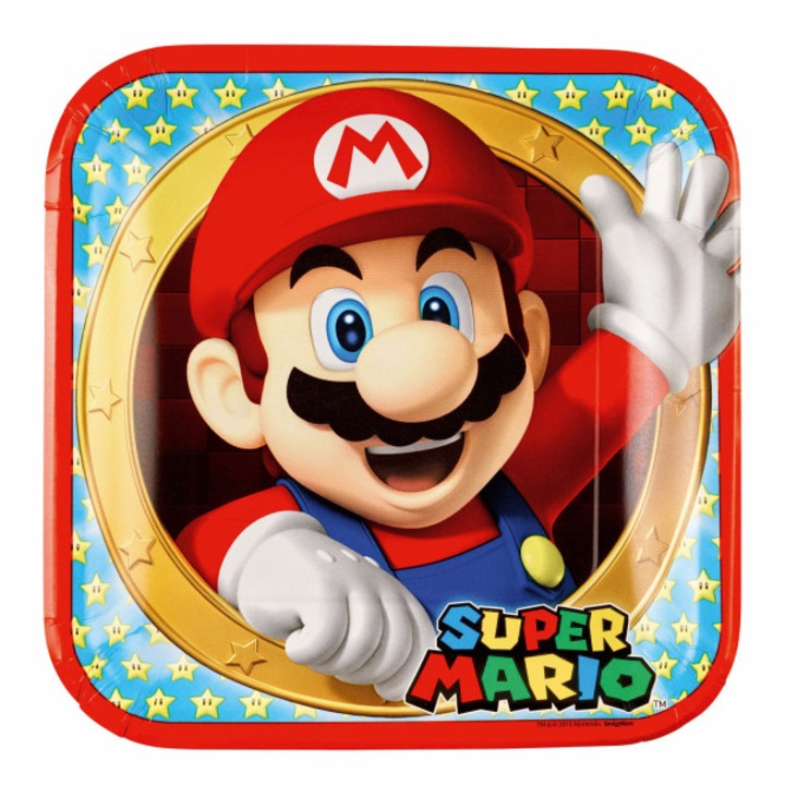 Set 8 Farfurii Patrate Super Mario 23 x 23cm, 9901535
