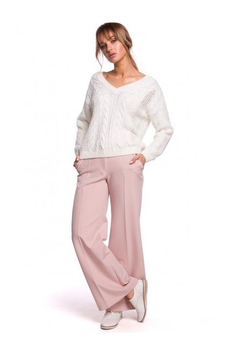 Pulover cu decolteu in V, MOE, ecru, Ecru, L-XL