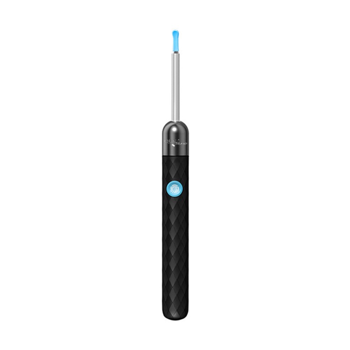 Otoscop smart, aparat pentru curatarea urechilor, camera 5MP Full HD si lumina LED, Wi-fi, accesorii incluse, kit de incarcare, impermeabil IP67, Negru