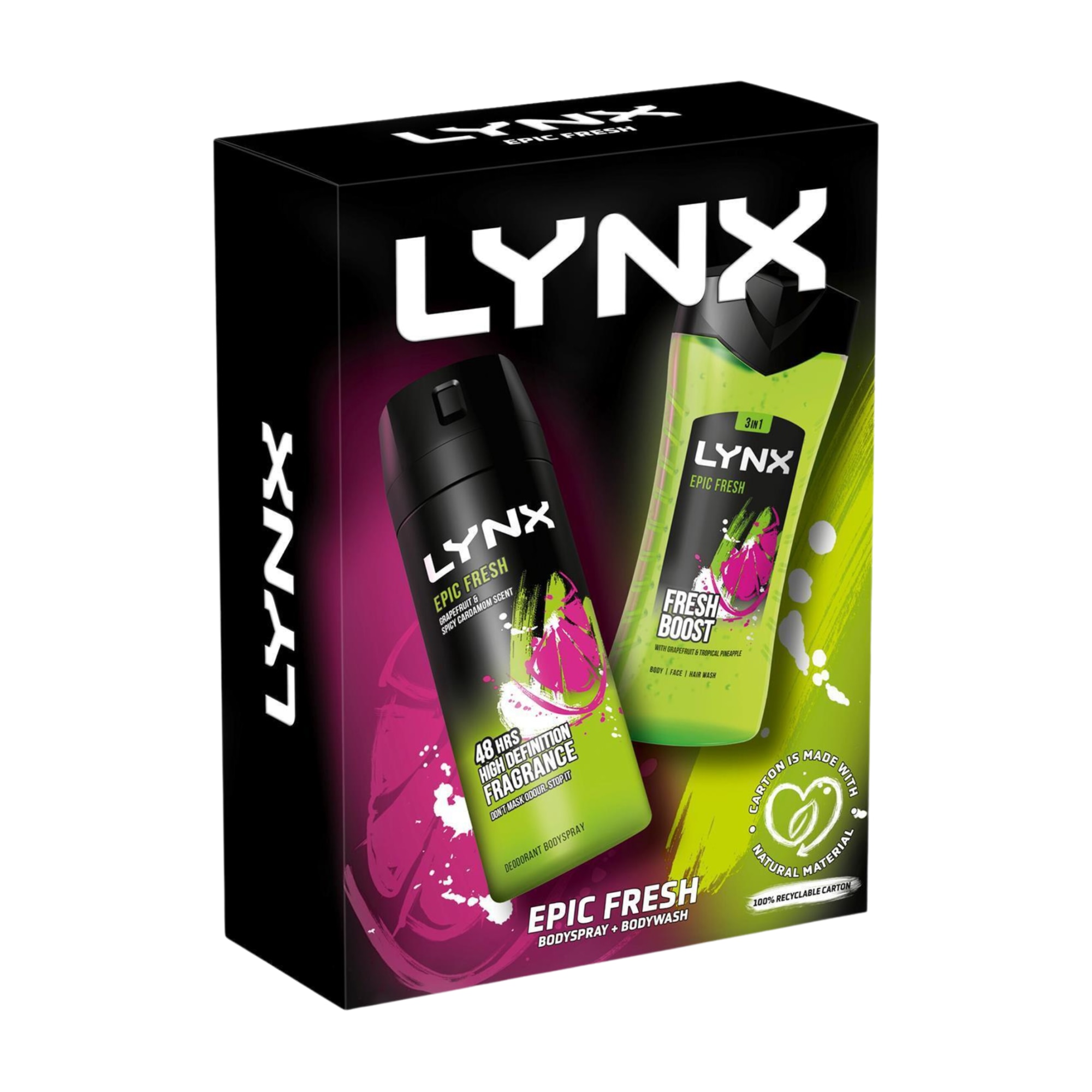Комплект от 2 части Lynx, мъжки, душ гел 3 в 1 225 ml, дезодорант спрей ...