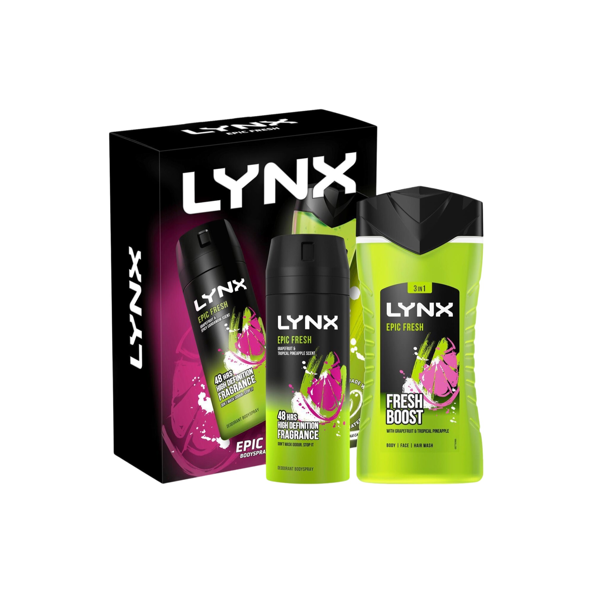Комплект от 2 части Lynx, мъжки, душ гел 3 в 1 225 ml, дезодорант спрей ...