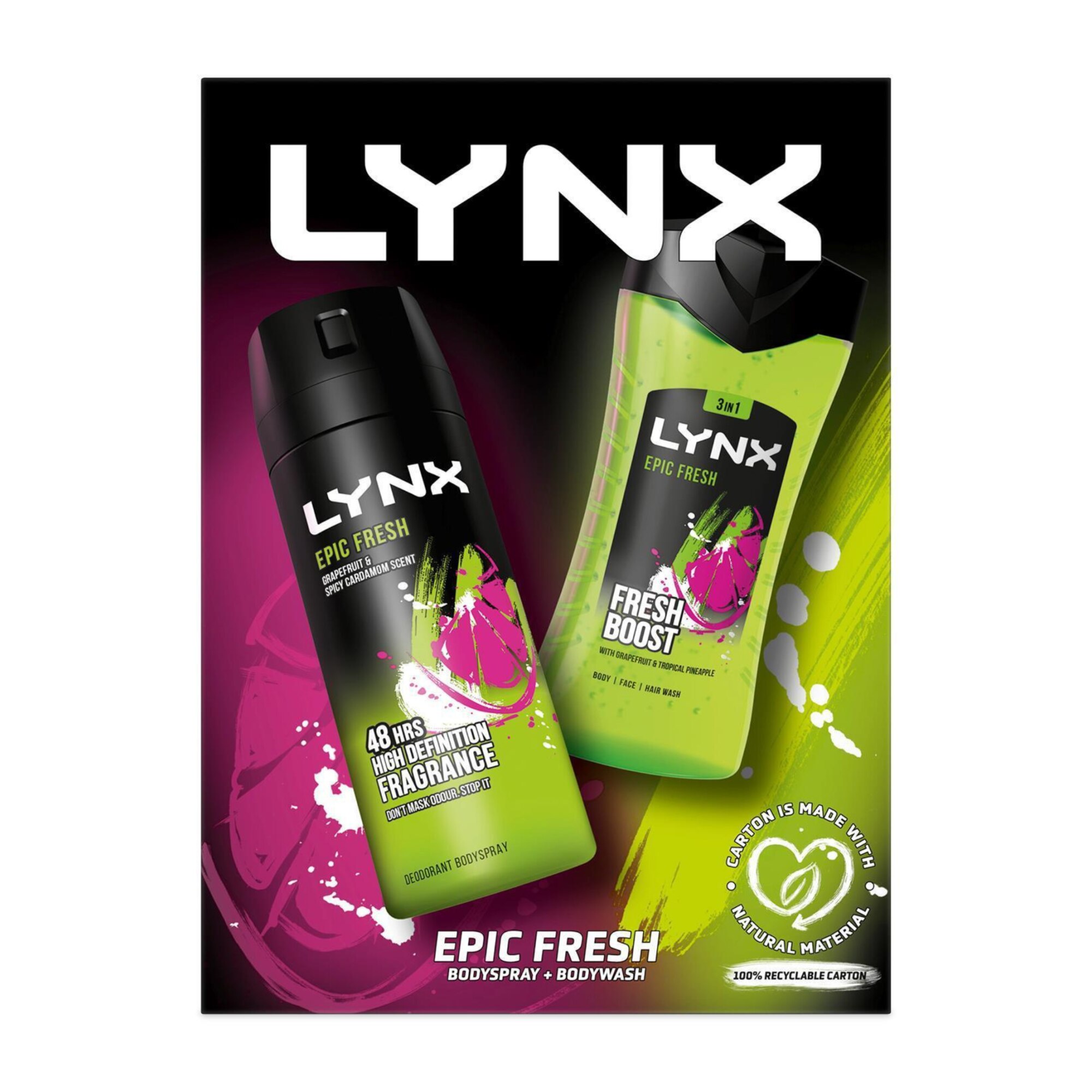 Комплект от 2 части Lynx, мъжки, душ гел 3 в 1 225 ml, дезодорант спрей ...