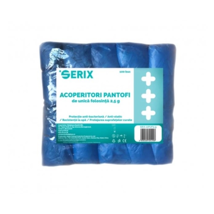 Set 100 x Acoperitori Pantofi, Botosi, Unica Folosinta, Serix, Polietilena CPE 2.5gr, culoare Albastru