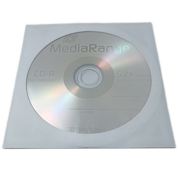 CD-R MediaRange 700MB/80minute 52x cu plic