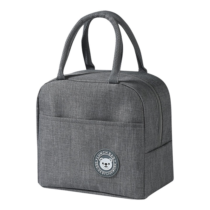 Термоизолационна чанта Zola, С дръжка за носене,Водоустойчива, 24x19x12,5 см, Сив