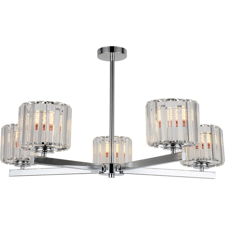 Csillár, Agora Lighting, Acél, E27, Króm