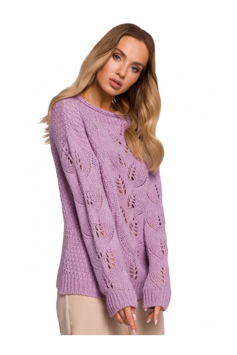 MOE pulover, akril, poliamid, lila, Ekrü, S-M