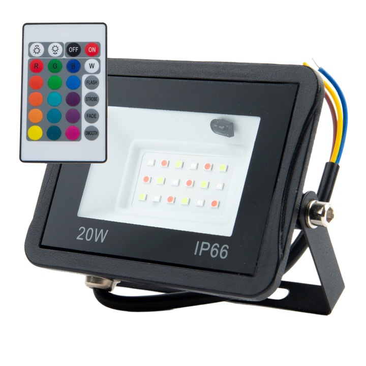 Proiector Led Rgb 20W Smd Negru Cu Telecomanda
