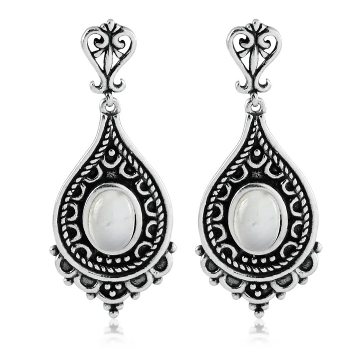 Cercei din argint piatra lunii Moonstone