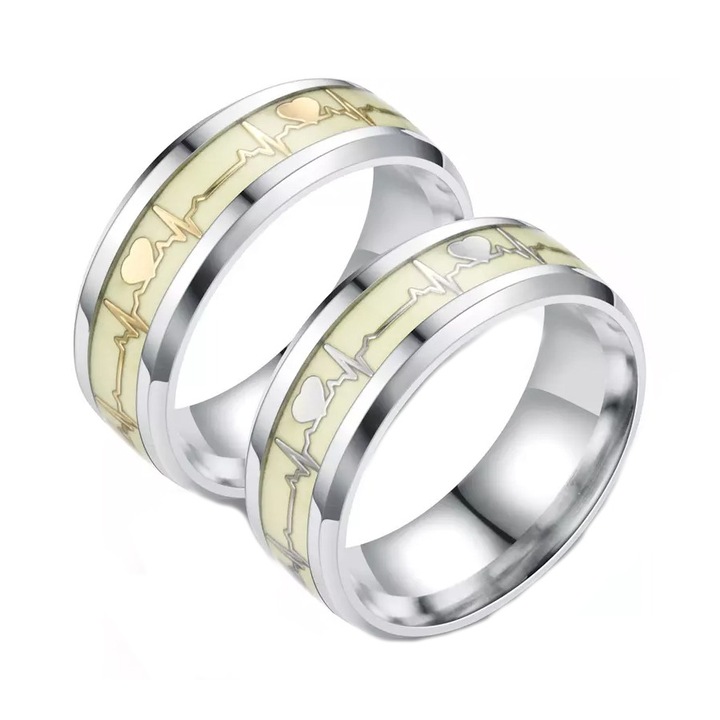 Set 2 inele care stralucesc in intuneric marimea 9