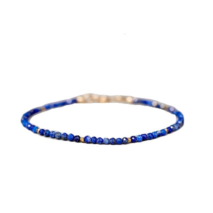 Bratara Lapis Lazuli dama 3mm argint placat cu aur