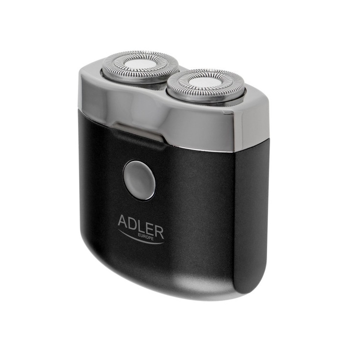 Mini aparat de ras Adler AD 2936, 250 mAh, USB tip C, pentru calatorii, fara fir, negru/inox
