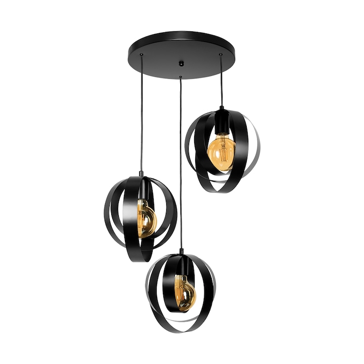 Пендел Lightstyle Мартис S, Кръг, 3xЕ27, Черен