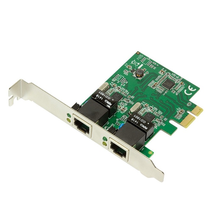 Card PCIex, extensie pentru 2x (RJ45) Gigabit Ethernet, full duplex flow control, WOL, LogiLink PC0075