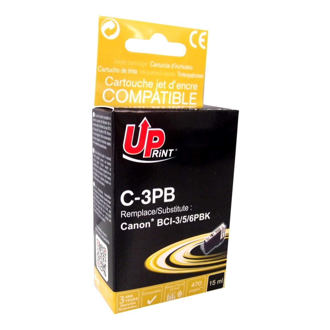 Cartus cerneala UPRINT CJ3PBUP Photo Black, 15 ml, compatibil BCI3/BCI5/BCI6 Photo Bk