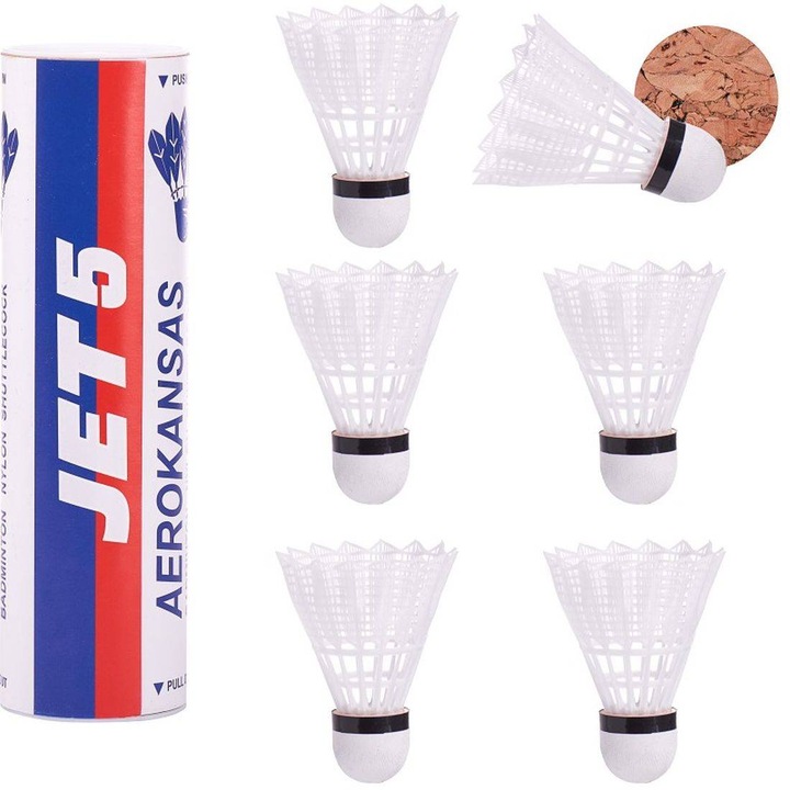 6 db-os tollaslabda készlet: Madej, Jet5, nylon, fehér/fekete