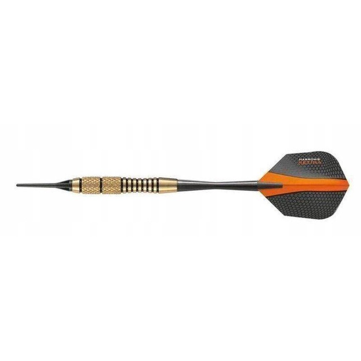 Комплект 3 стрелички за електронна дъска Harrows, Matrix, Softtip, Brass, Black/Orange