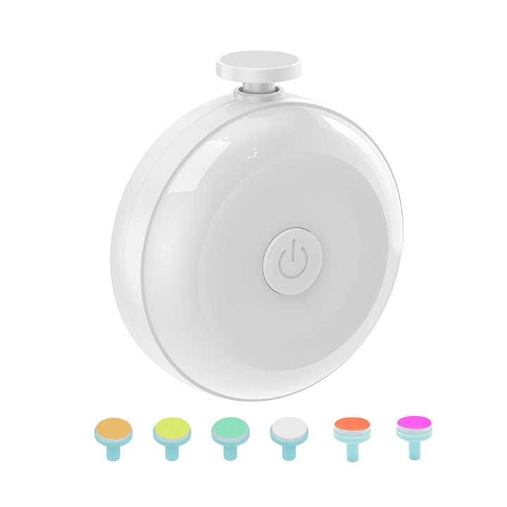 Детска електрическа пила за нокти, ABS, 1-12 месеца, бяла