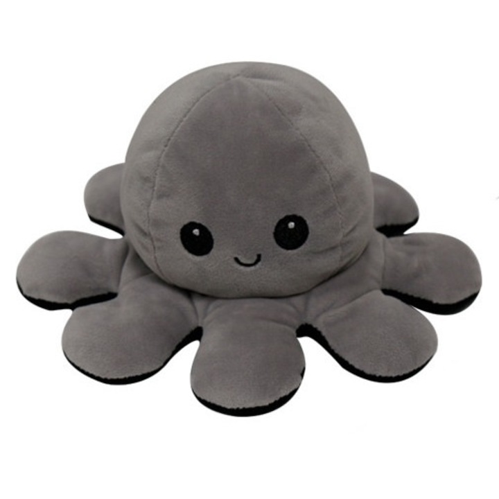 Caracatita de plus reversibila, Bumbac, Gri/Negru