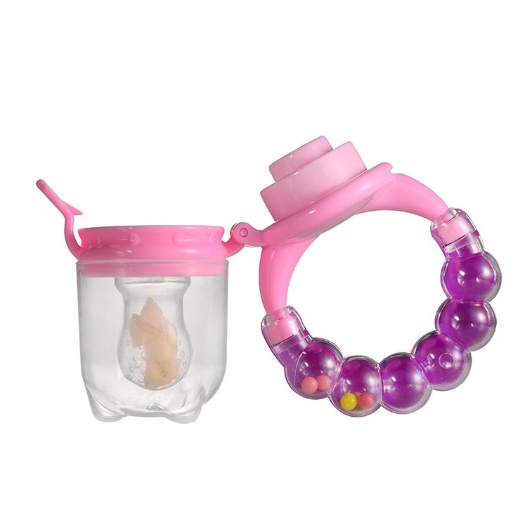 Cumi tápszeres dobozzal, szilikon, BPA mentes, 12,3x6,9 cm, rózsaszín