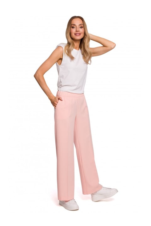 Дамски панталон, MOE, Полиестер/Васкоза, Пудрово розов