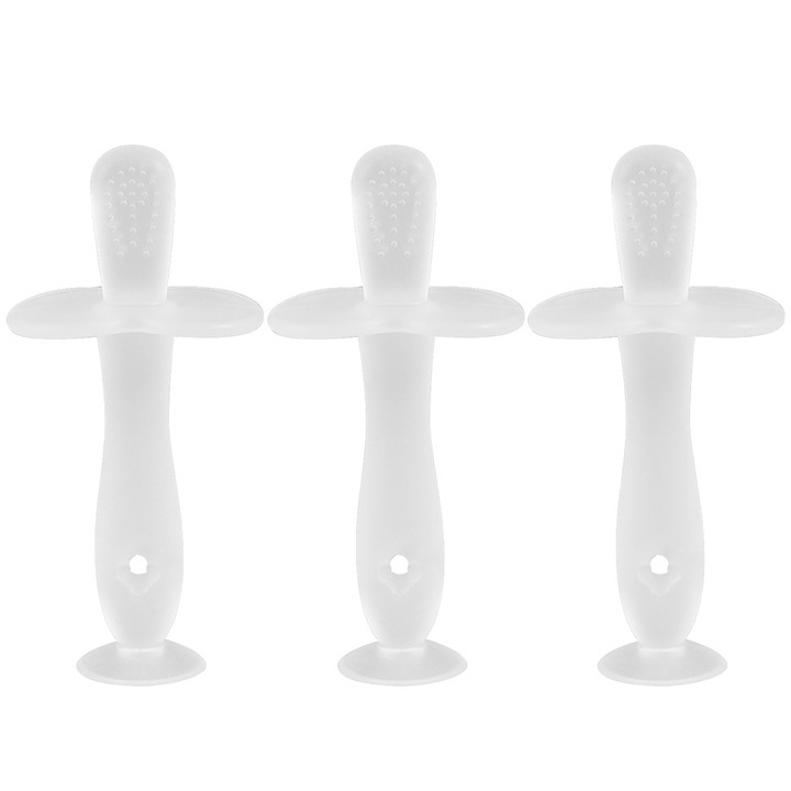 3 db-os baba fogzási játék készlet, Szilikon, BPA mentes, 3-36 hónapos, Fehér