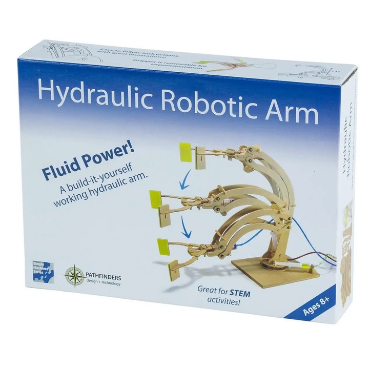 Brat robotic hidraulic, miscare in 3 planuri - Kit educativ +8 ani