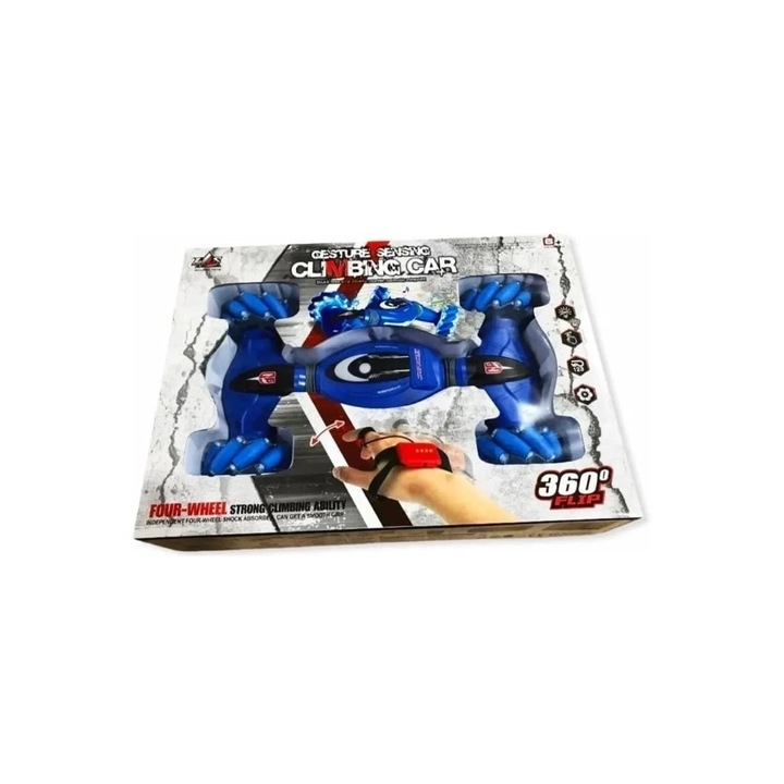 Masinuta controlabila prin gesturi si telecomanda, sunete si lumini, albastru, 42 cm