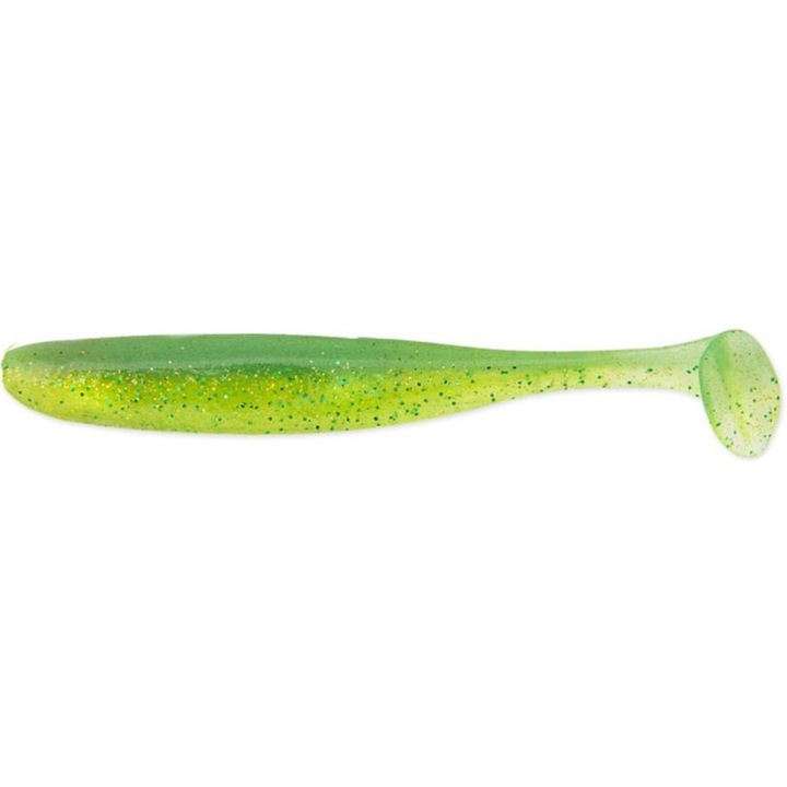 Set 10buc shad Keitech Easy Shiner 7.5cm Lime Chartreuse 424, pentru pescuit la biban, salau sau stiuca