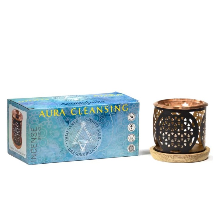 Aura Cleansing Metallic Diffuser Support Set и 12 ароматни въглена